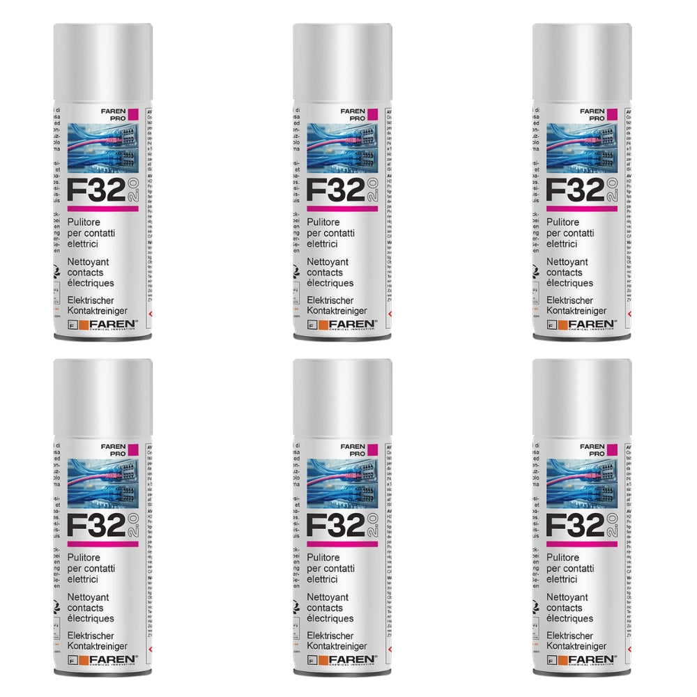 Faren f32 pulitore contatti spray sgrassante a rapida evaporazione 400ml 6 pezzi