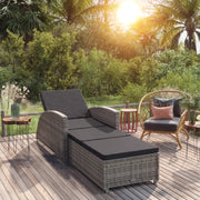 Lettino Prendisole con Cuscino Grigio Scuro Polyrattan Grigio 317178