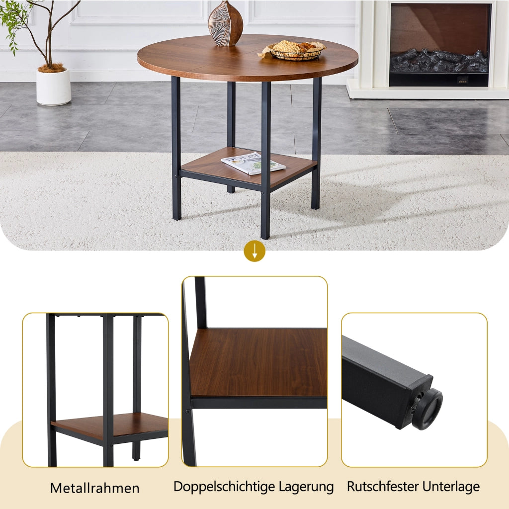 TAVOLO da pranzo rotondo 100 cm Walnuss con struttura in metallo