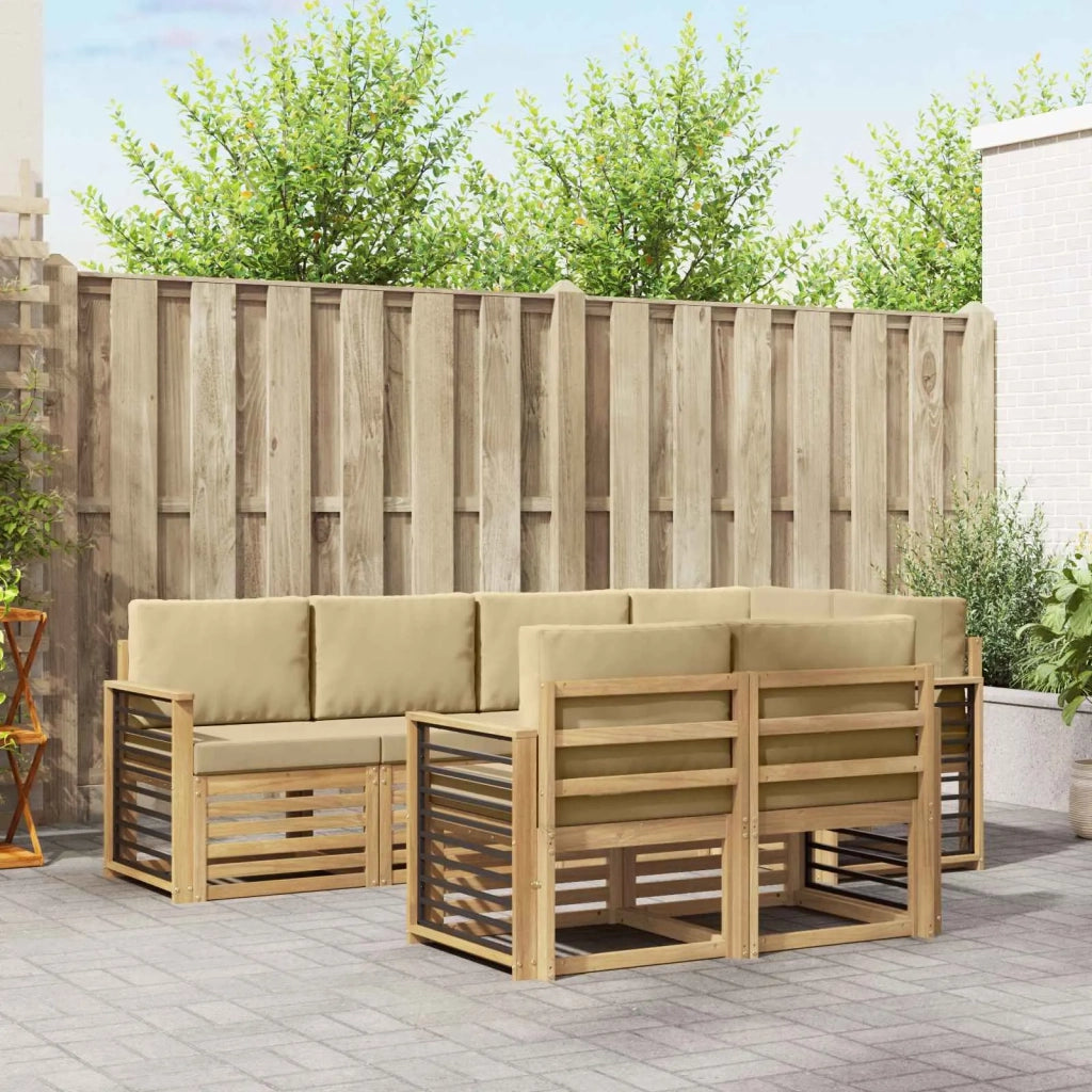 Set di divani da esterno 7 pcs Bianco e Beige