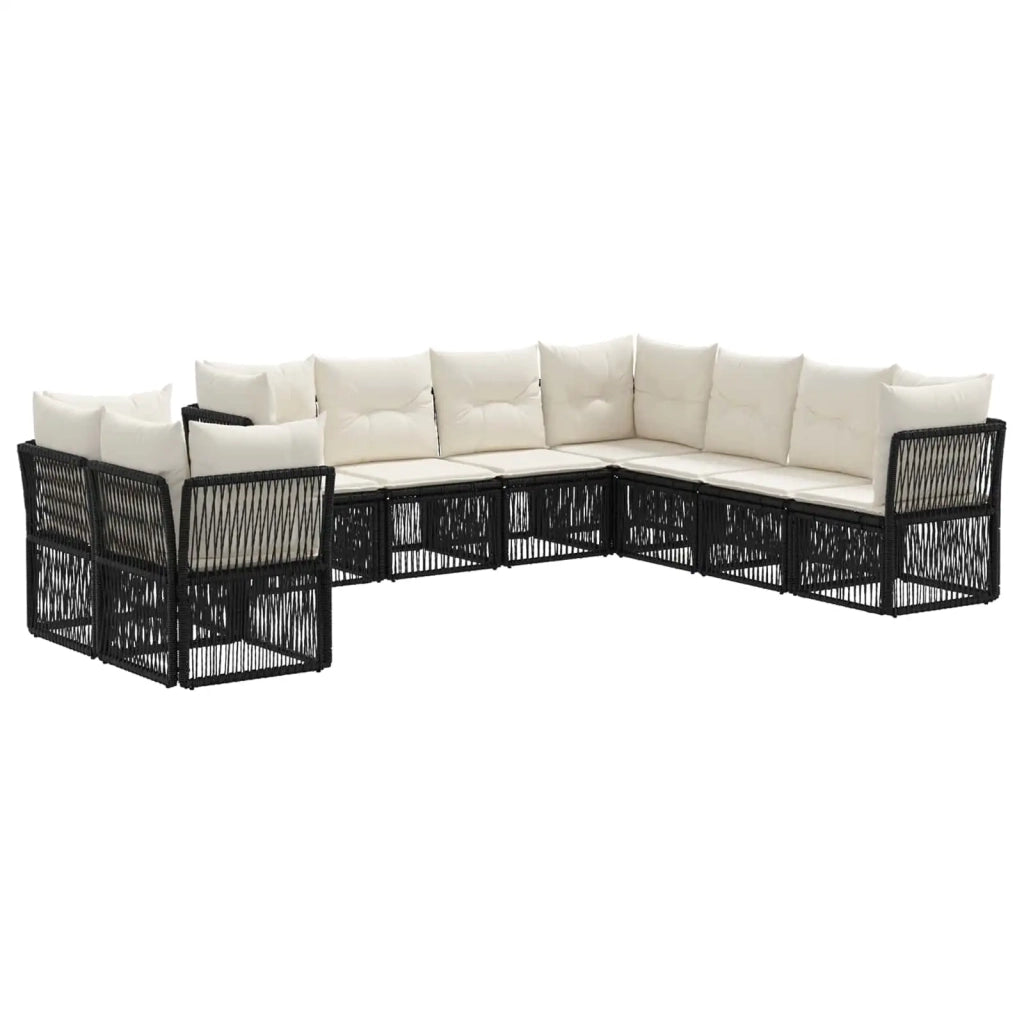 Set Divano da Giardino 9 pcs Nero polyrattan 3434263