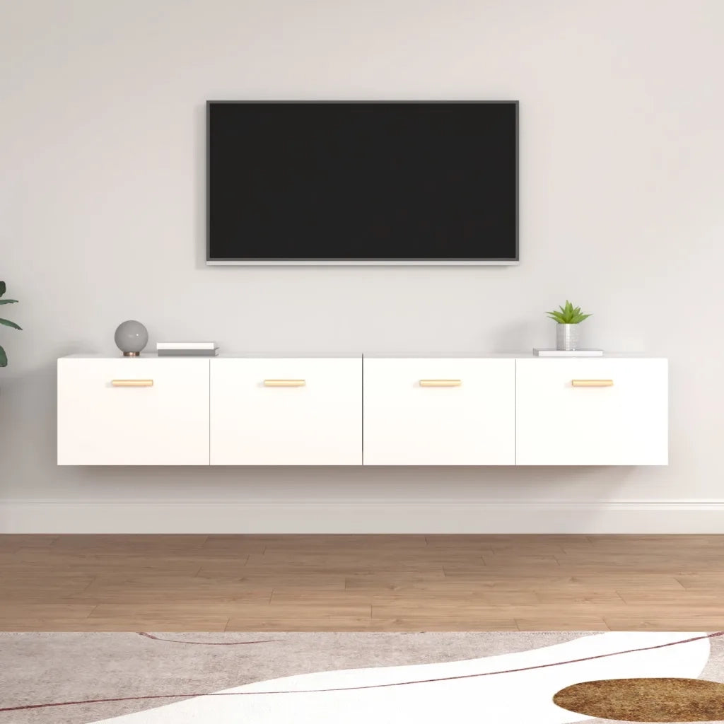 Armadietto a Muro | Mobili Parete 2 pz Bianco 100x36,5x35 cm in Legno Multistrato