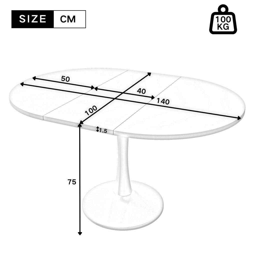 Tavolo da pranzo allungabile ovale in MDF finitura rovere, 100 kg, design moderno salvaspazio