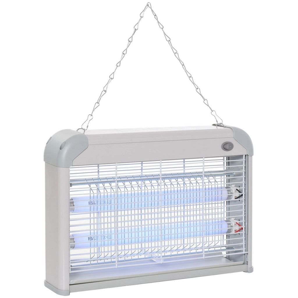 Easycomfort Elettroinsetticida da Esterno e Interno con Lampada Antizanzare UV per 60m², Zanzariera Elettrica 20W, Grigio e bianco