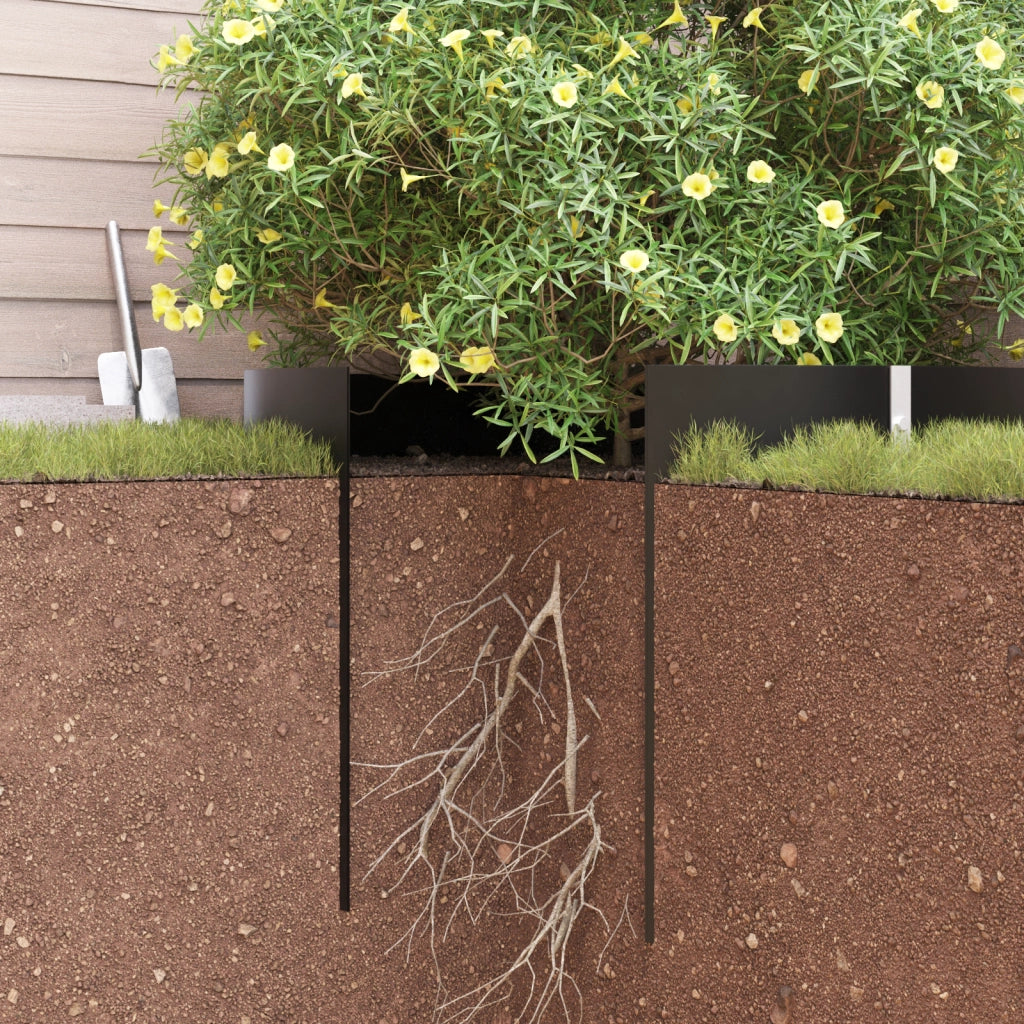 barriera radice  con rotaie di collegamento nera 0,7x15 m 1,5 mm HDPE