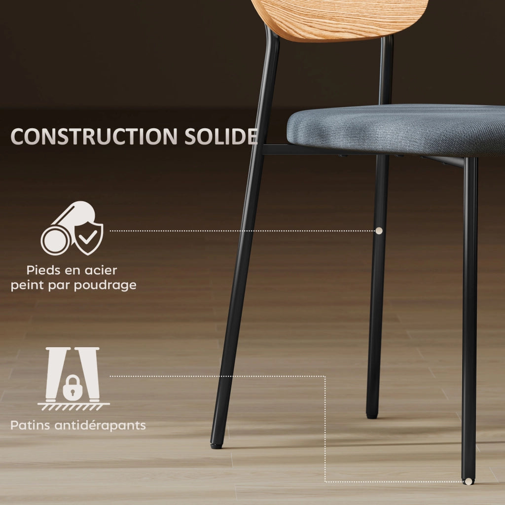 Sedia da pranzo con gambe in metallo e rivestimento grigio ¨C zephmum ¨C set di 2 pezzi