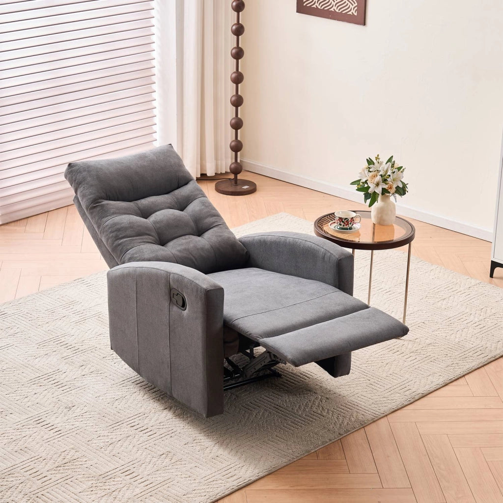 Marvin Poltrona Relax Reclinabile Manuale con Poggiapiedi Solena, Schienale Regolabile Seduta Ergonomica in Tessu Grigio