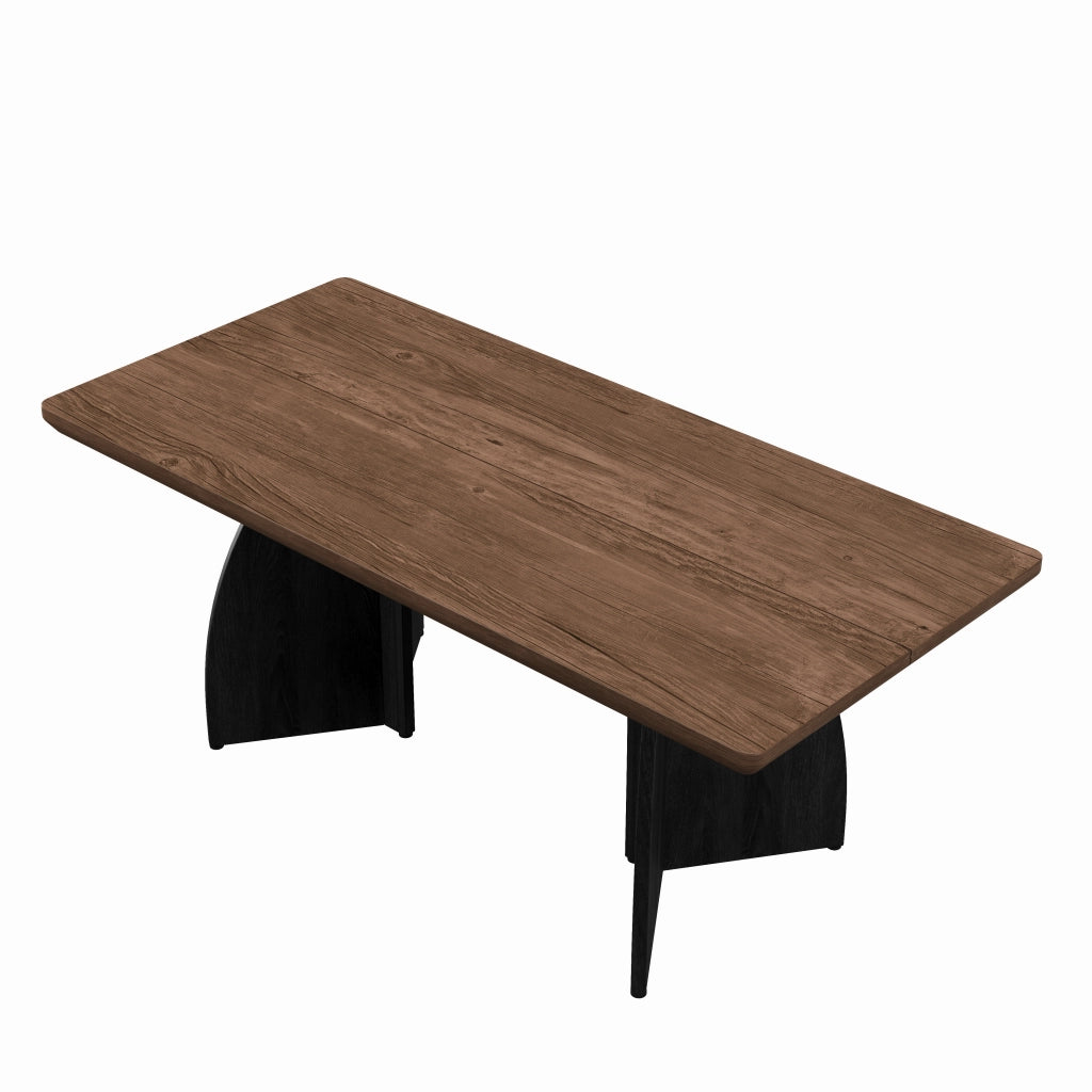 TAVOLO da pranzo 160x80 cm in MDF, colore noce, gambe nere