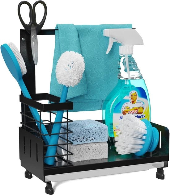 Organizzatore per doccette di acciaio inossidabile, caddy organizzatore per doccette con supporto rimovibile, per saponi, detergenti, asciugamani e spazzole per doccette.