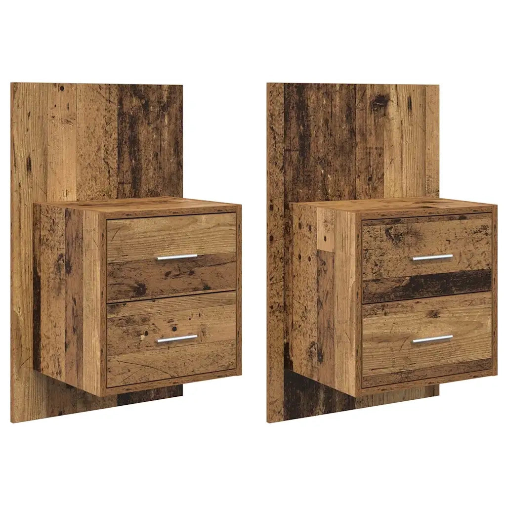 Mobiletto da comodino a parete con cassetto 2 pz-Set di 2 Tavolino da notte Legno vecchio 842823