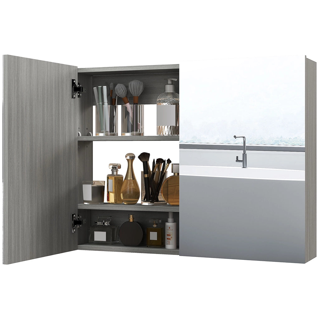 Armadio da bagno con specchio ¨C zephmum ¨C 80x15x60cm grigio