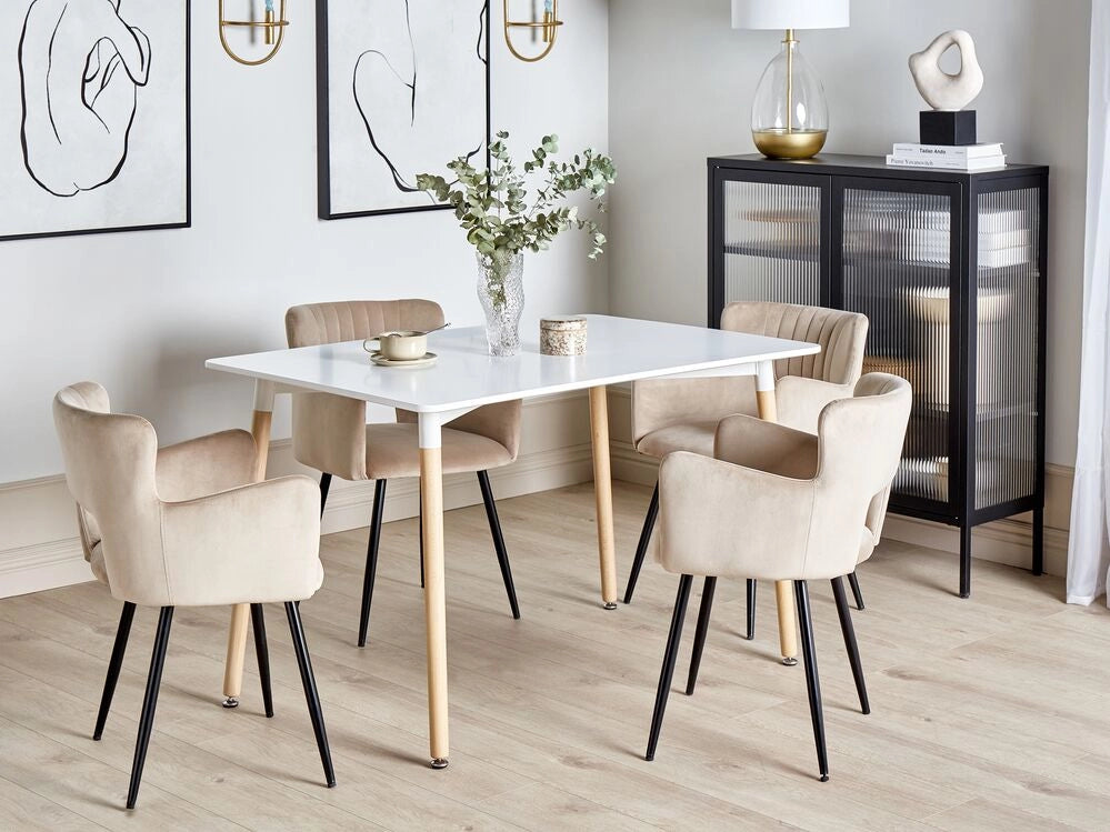 Tavolo da pranzo con gambe in legno bianco 120 x 80 cm Rettangolare in stile scandinavo
