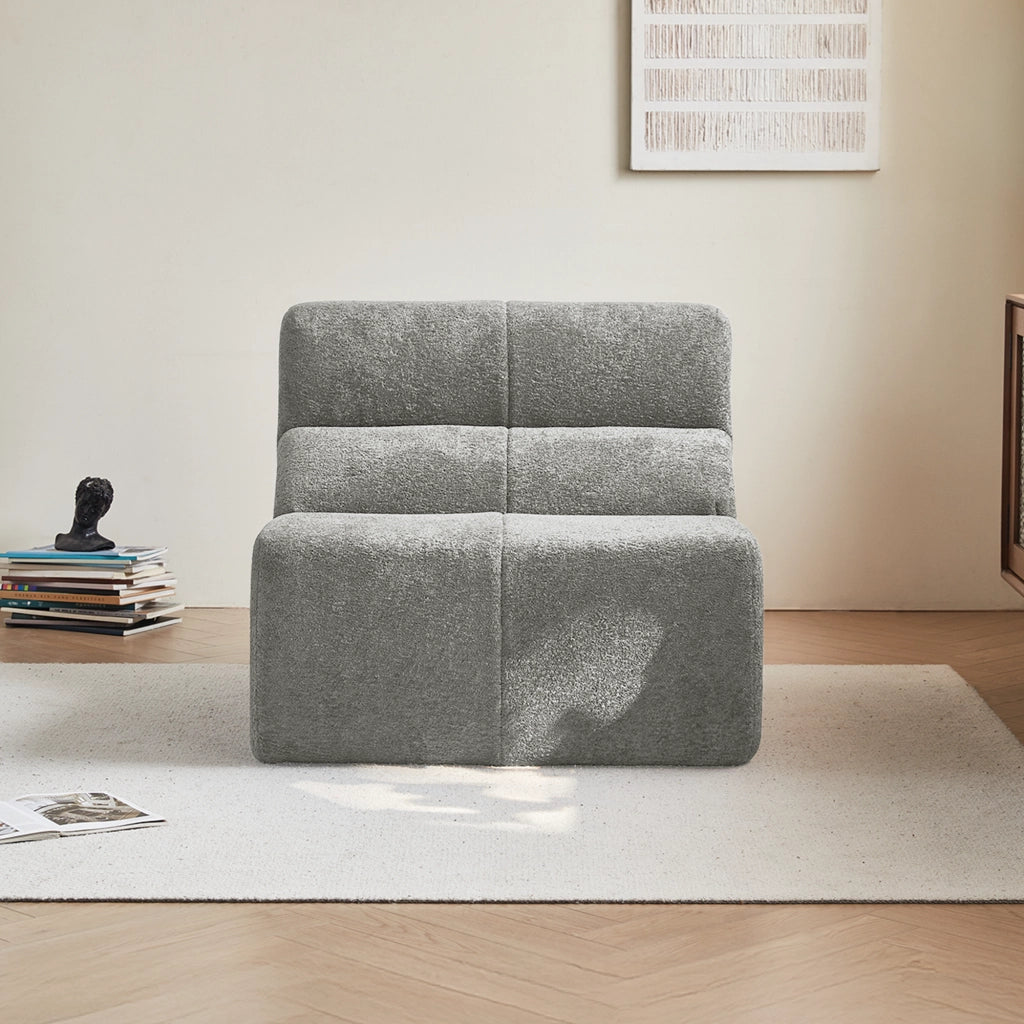 Poltrona singola compressa in velluto grigio chiaro 94x110x79 cm con schiuma ad alta densità