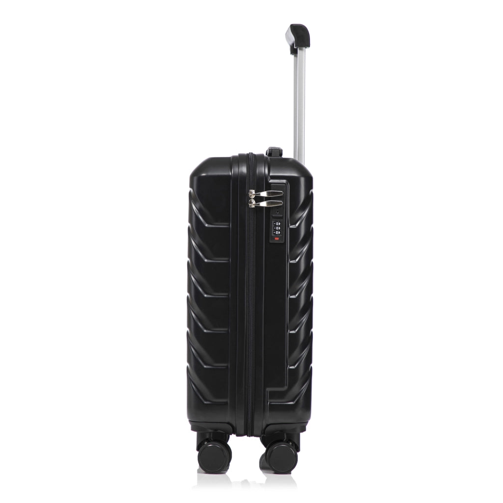 Set Valigie Rigide ABS 14" e 19" con Lucchetto a Combinazione e Beauty Case 14" Nero