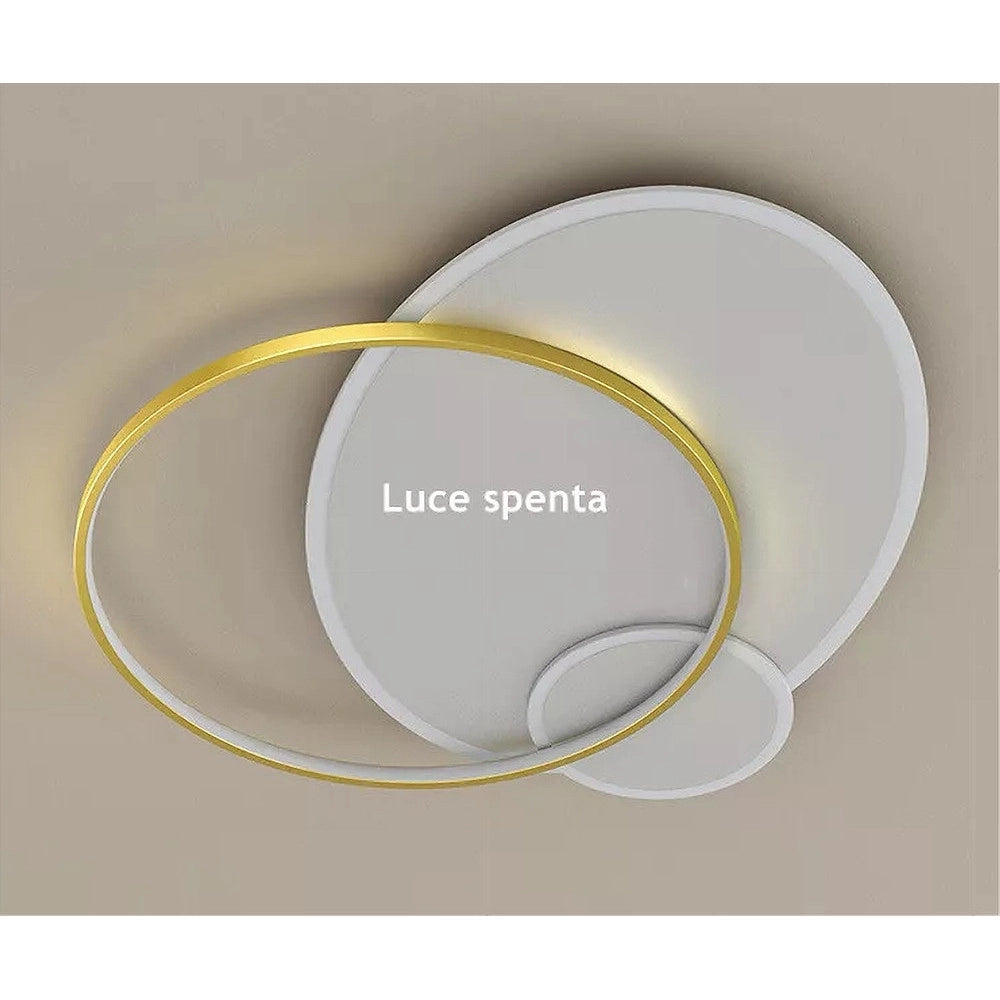 Trade Shop - Plafoniera Led 42 W Cerchio Oro Bianco Moderno Soffitto Tonda Luce Fredda 71561 -