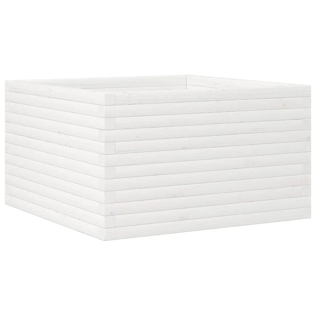 Fioriera rialzata per piante fiori terrazza giardino 80 x 80 x 45,5 cm legno di pino massiccio bianco 02_0037912