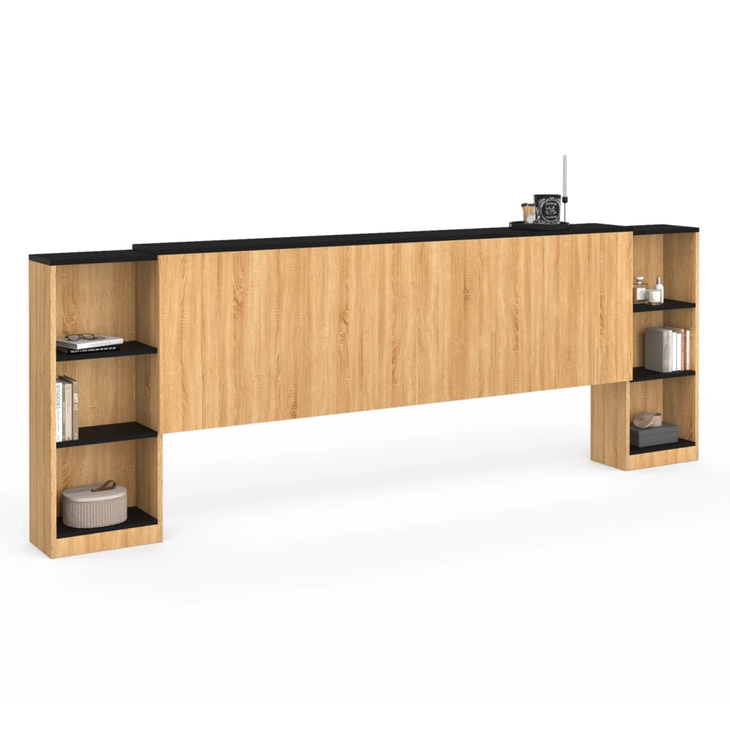 IDMarket - Cabecero extensible CATBA con almacenamiento deslizante para camas de 140 y 160 CM de madera y negras