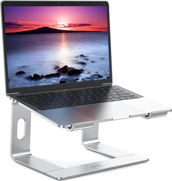 Altaffusto ergonomico per laptop in alluminio - supporto per computer da tavolo - riser per notebook - compatibile con laptop da 10 a 14 pollici - colore argento