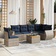 Set Divani da Giardino 7 pz con Cuscini Grigio in Polyrattan 3225032