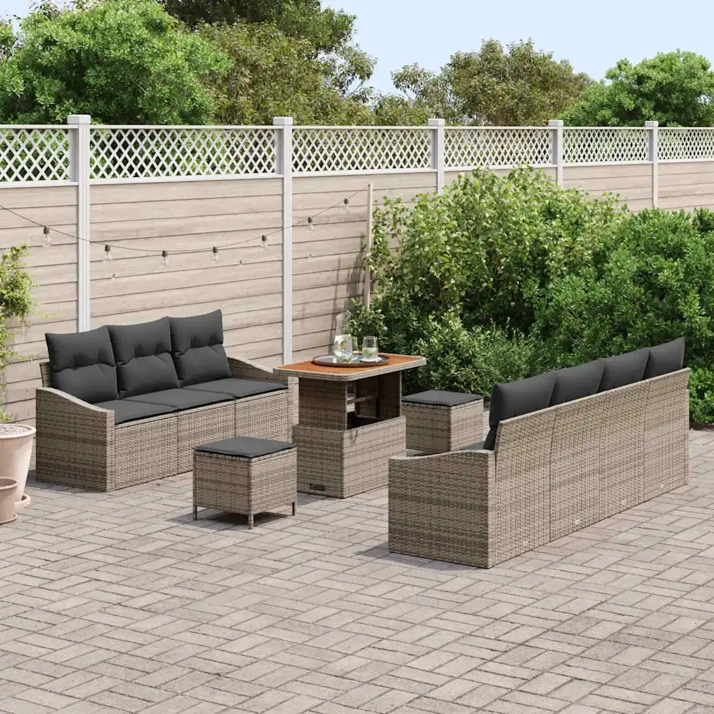 Set Divano da Giardino con cuscino 10 pcs Grigio polyrattan 3362623