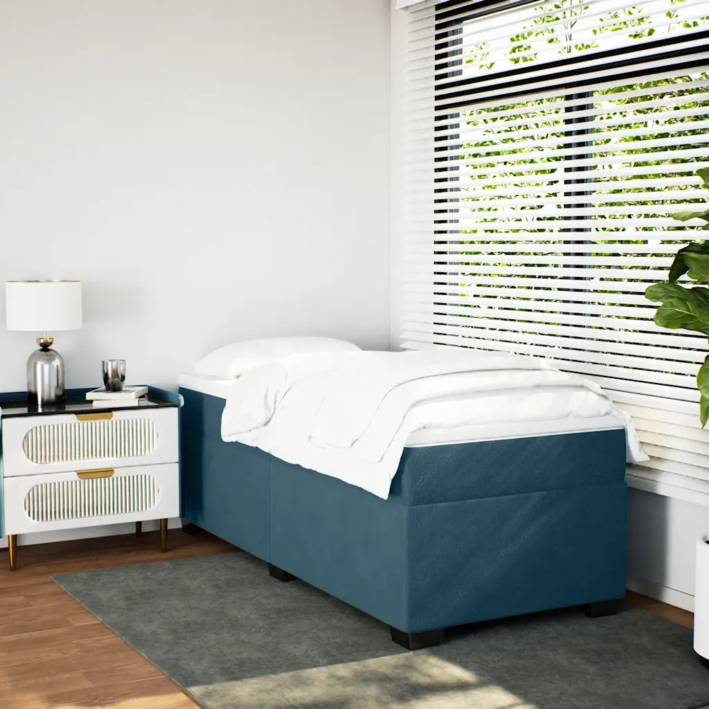 Giroletto a Molle con Materasso Blu Scuro 80x200 cm in Velluto