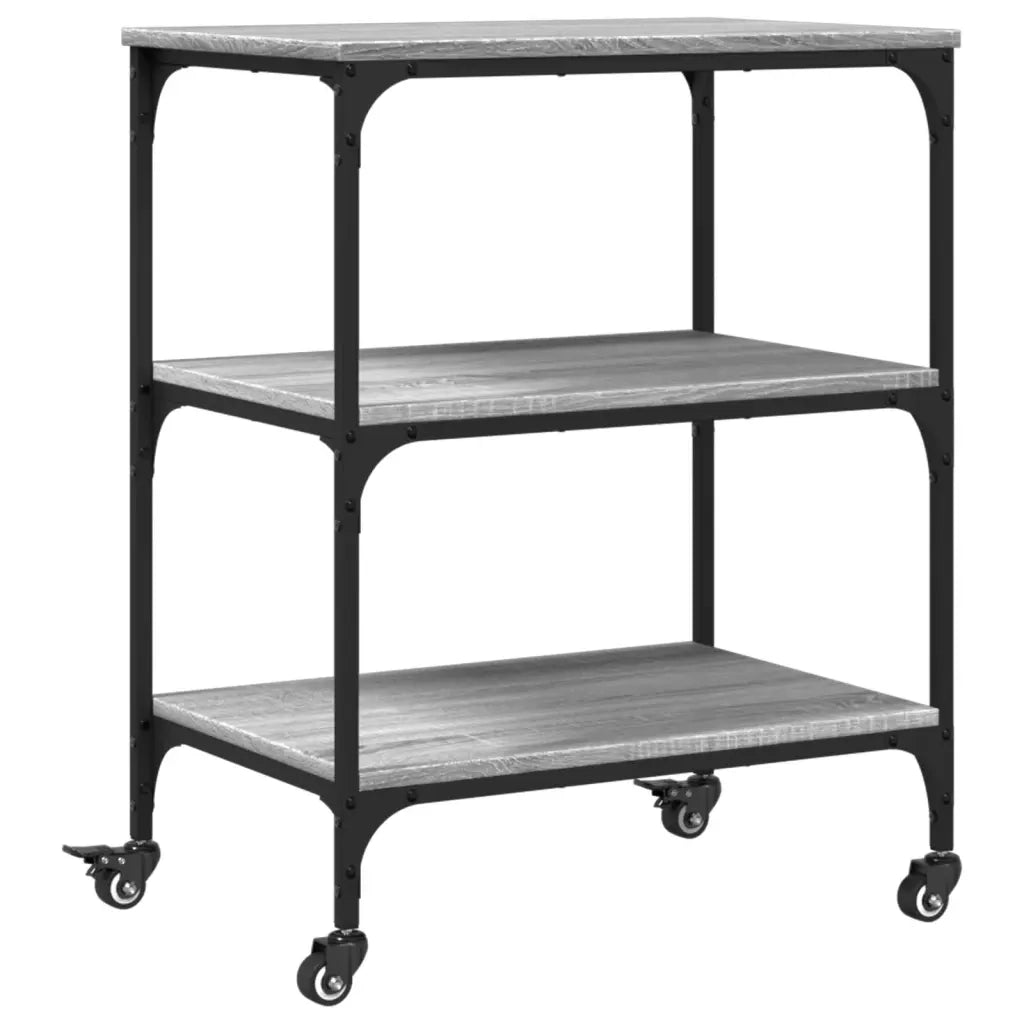 Carrello da Cucina-Scaffale per Cucina Grigio Sonoma 60x41x76 cm Legno Multistrato
