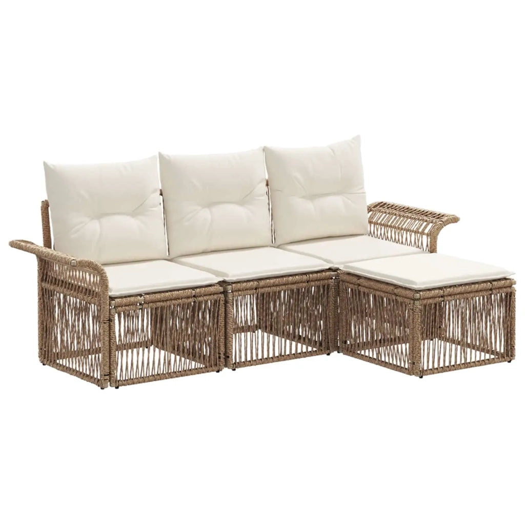 Set Divano da Giardino 4 pcs Beige polyrattan 3434811