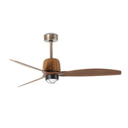 FARO Ventilatore a soffitto Weaver Ø1280 mm motore DC 6 velocita con funzione inversa per soffitti inclinati acciaio Oro Vecchio pale finitura noce 3000K FARO-334361N