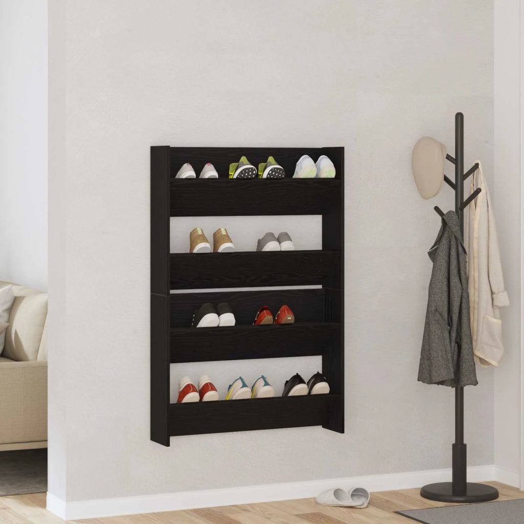 Scarpiera | Mobile per scarpe 2 pz Rovere Nero 83 x 18 x 60 cm
