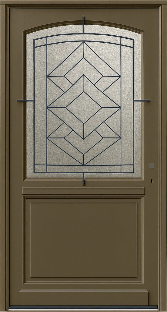 Porta d'ingresso in legno smaltato, Elsie, Verde RAL7002, H.215xl.90 p.sx Dimensione tavolo senza maniglia
