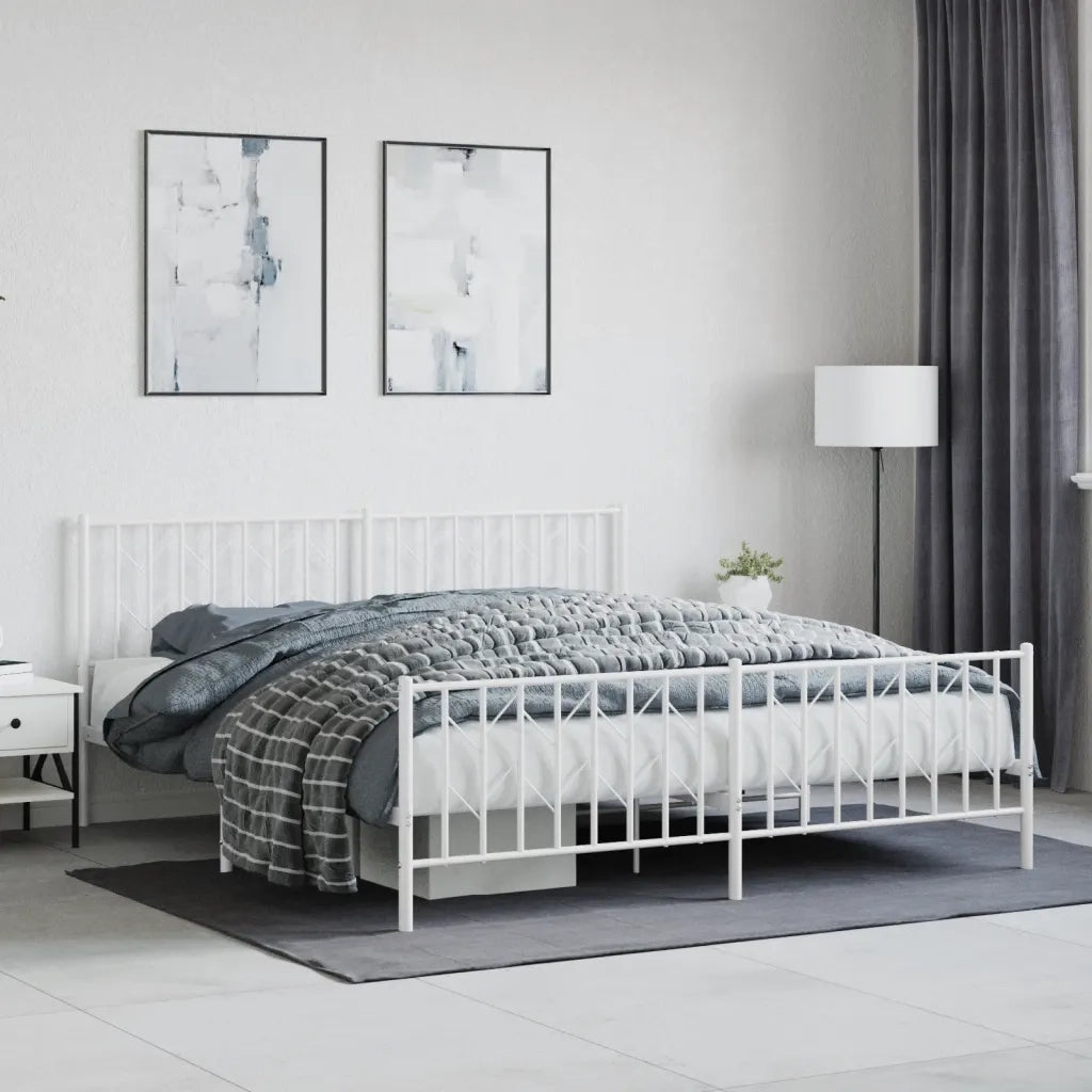 Giroletto con Testiera e Pediera-Struttura Letto Metallo Bianco 183x213 cm 969227
