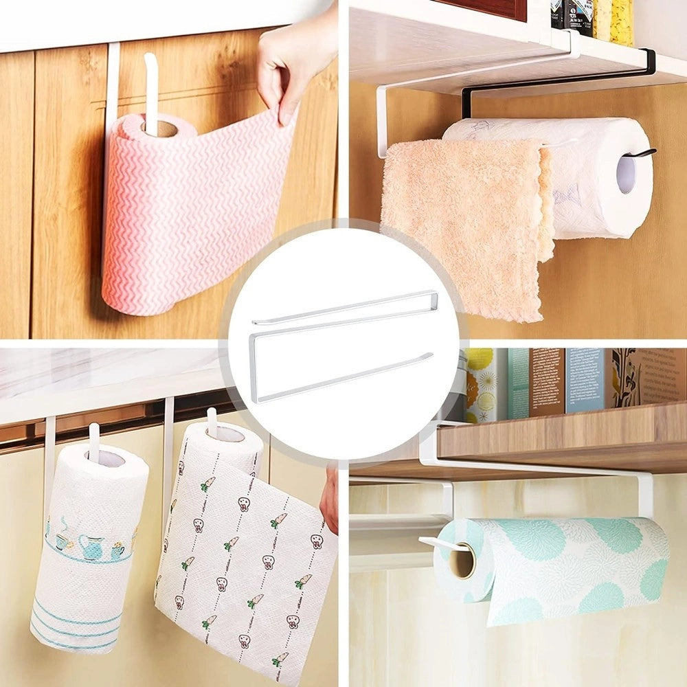 Trade Shop - Portarotolo 27cm Sottopensile Senza Forare Per Cucina Bagno Porta Asciugamano -