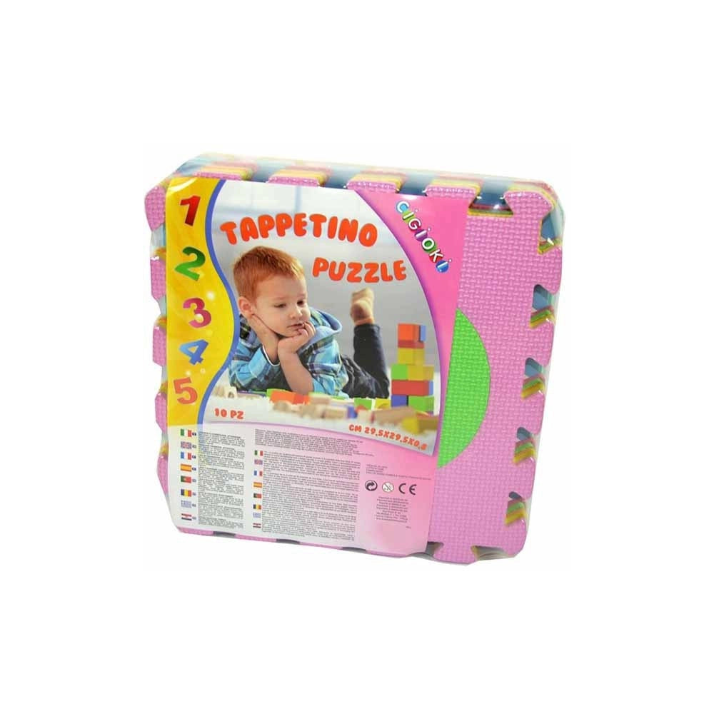 Trade Shop - Tappeto Tappetino Puzzle 10 Pezzi Numeri Morbido Dimensione Mattonelle 30x30cm -