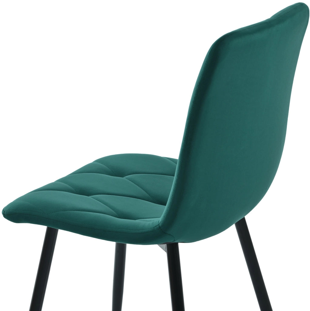Set tavolo da pranzo esagonale con 4 sedie in velluto verde