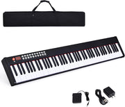 Pianoforte Digitale 88 Tasti Multifunzionale, Tastiera Elettronica con Funzione Bluetooth, Pianola Semi-Pesato per Principianti con Pedale di Sustain, 127 x 21,5 x 6,5 cm (Nero)