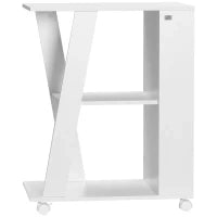 Carrello da Cucina Portavivande in Legno con 2 Ripiani e Ruote, 60x38x77cm, Bianco