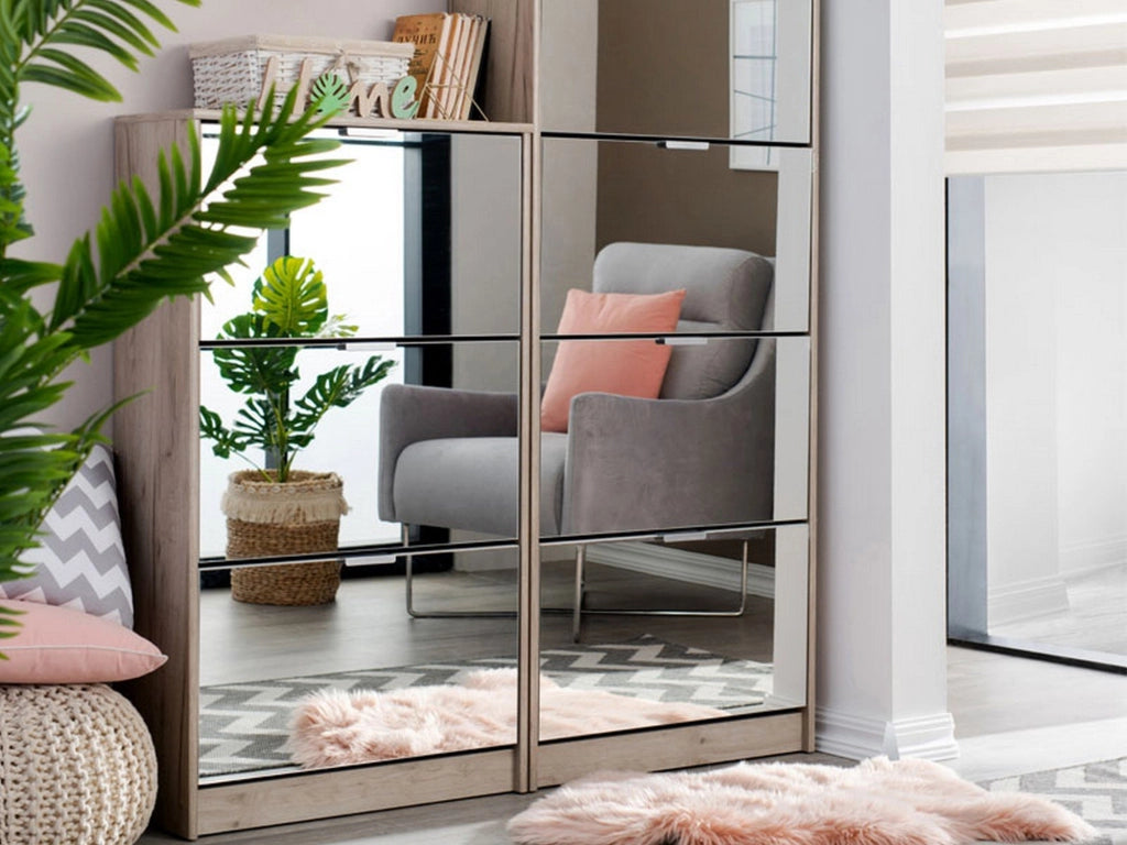 Mobile Portascarpe Varna, Scarpiera 6 Ripiani, 67x28x119h cm Marrone Rovere Grigio