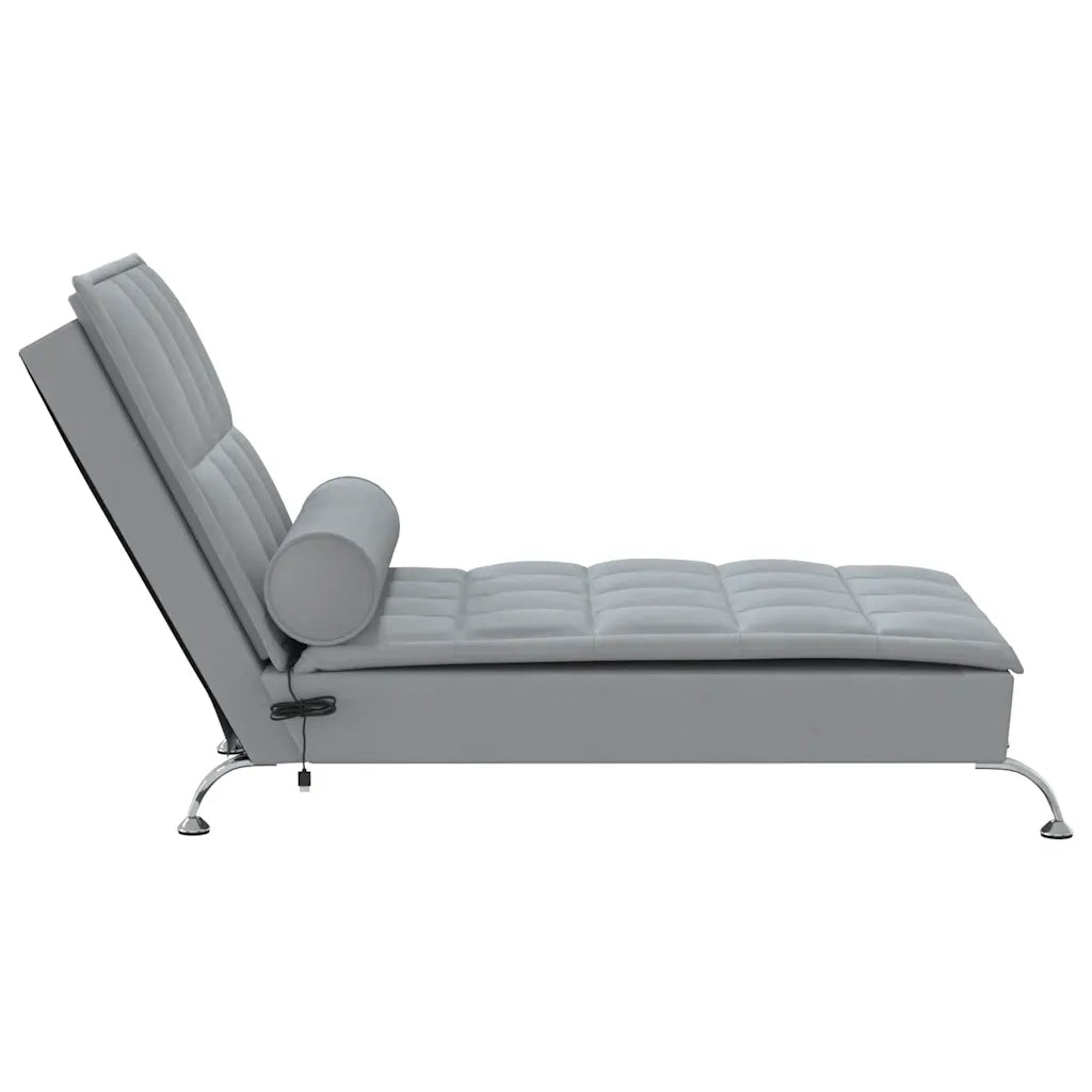 Chaise Longue Massaggi Cuscino a Rullo Grigio Chiaro in Tessuto CFW9771073