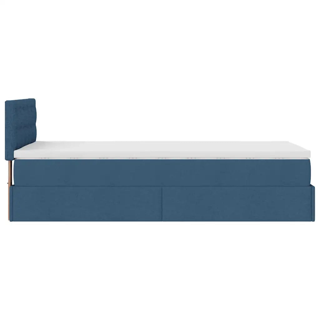 Pouf Letto con Materasso Blu 100x200 cm in Tessuto