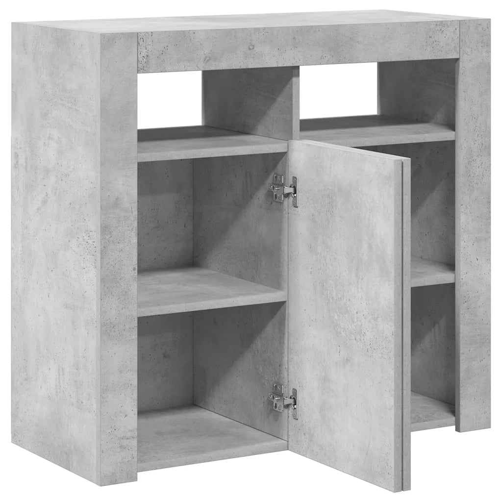 Credenza | Madia | Buffet da pranzo | Armadio da pranzo con Luci LED Grigio Cemento 80x35x75 cm