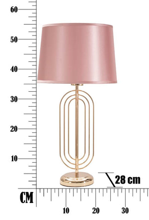Lampada da Tavolo Krista Ø28x55 cm in Ferro PVC e Tessuto Oro e Rosa