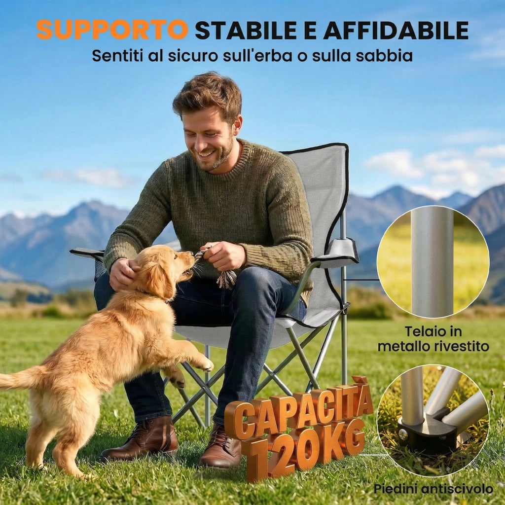 Sedia da Pranzo con Schienale Alto ¨C Zephmum ¨C Grigio, Metallo, Tessuto