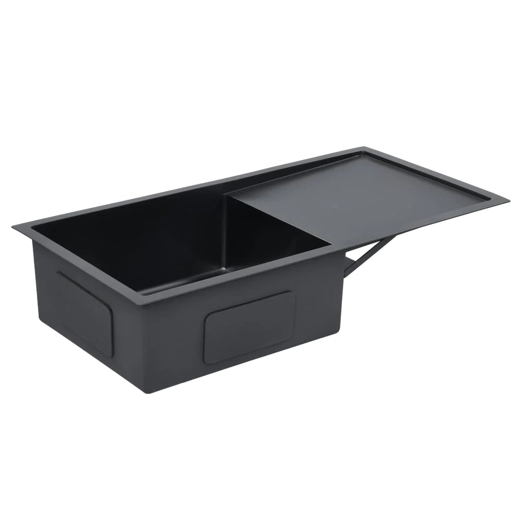 Lavello da cucina fatto a mano con filtro in acciaio inox nero 02_0002371