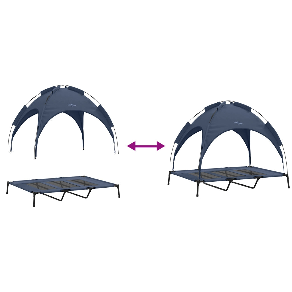 letto rialzato per cani con tettuccio rimovibile blu navy XL in acciaio