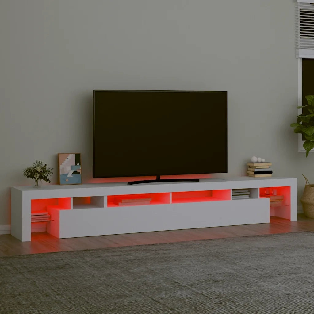 Mobile Porta TV con Luci LED-Mobile per TV-Credenza TV Bianco 260x36,5x40 cm