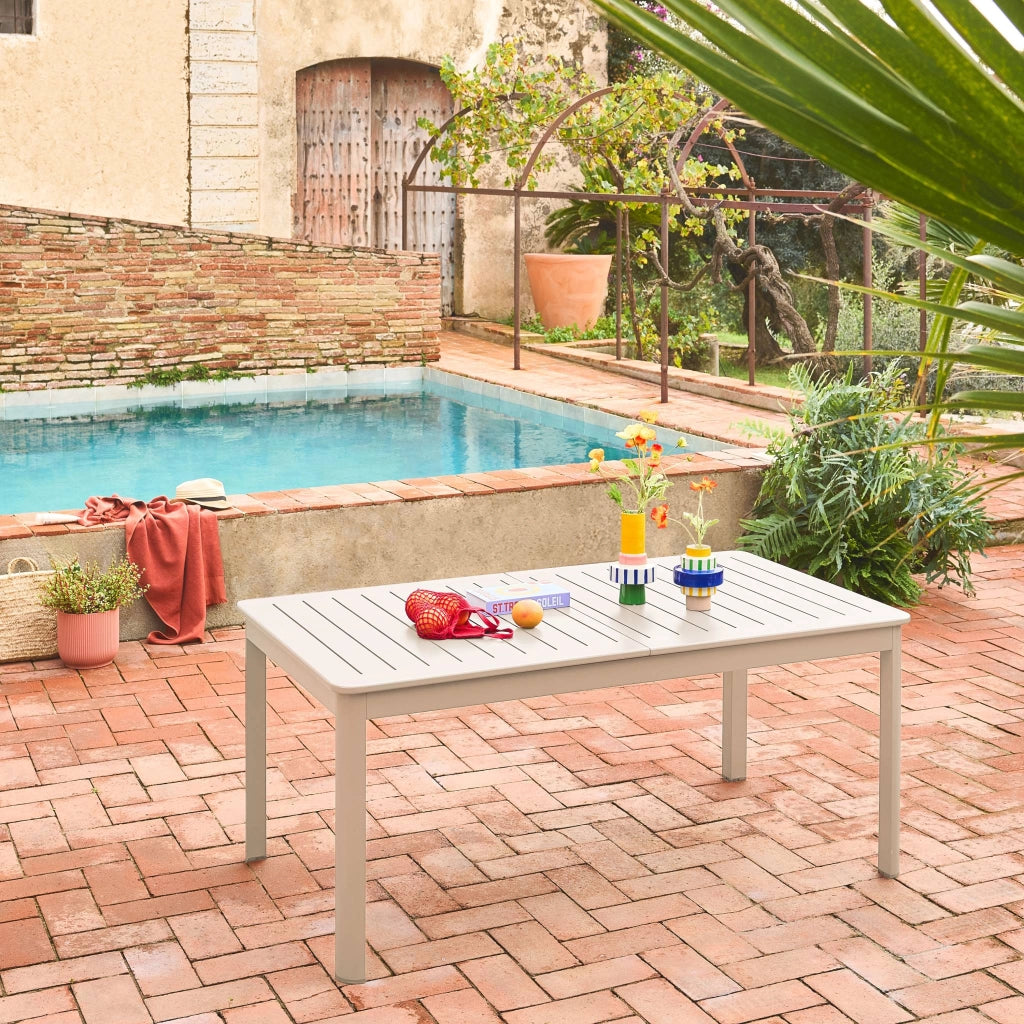 Tavolo da giardino allungabile in alluminio, 8 posti, beige