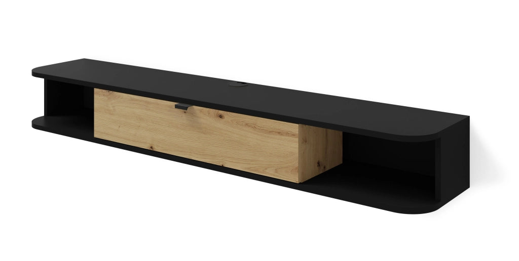 BIM FORNITURE mobile tv soggiorno ICARUS cm 156x29x20 nero opaco e rovere