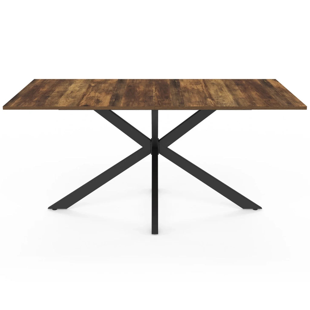 IDMarket - Tavolo da pranzo rettangolare ALIX 8 persone in legno scuro gamba a ragno HAWKINS e nero 160 cm