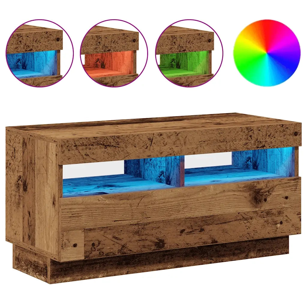 Mobile Porta TV con LED Legno Antico 80x35x40 cm Multistrato 856357