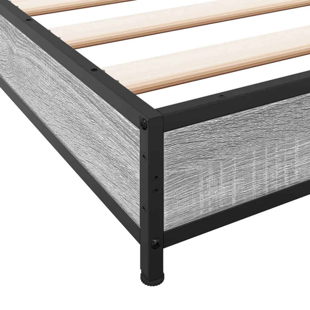 Letto matrimoniale | Letto per adulti | Giroletto Grigio Sonoma 120x200 cm in Legno Multistrato Metallo
